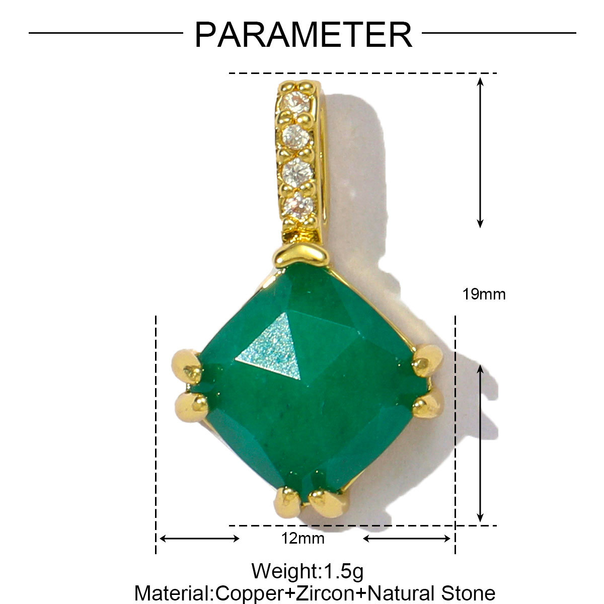 6pcs/pack Fashion Copper Natural Stone Oval Square Necklace Pendant Cubic Zircon Star Wine Glass Diy Bracelet Charms Jewelry Wholesale