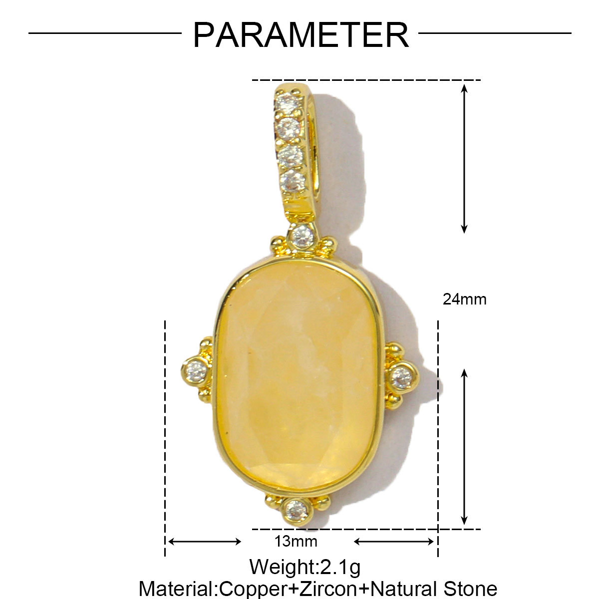6pcs/pack Fashion Copper Natural Stone Oval Square Necklace Pendant Cubic Zircon Star Wine Glass Diy Bracelet Charms Jewelry Wholesale