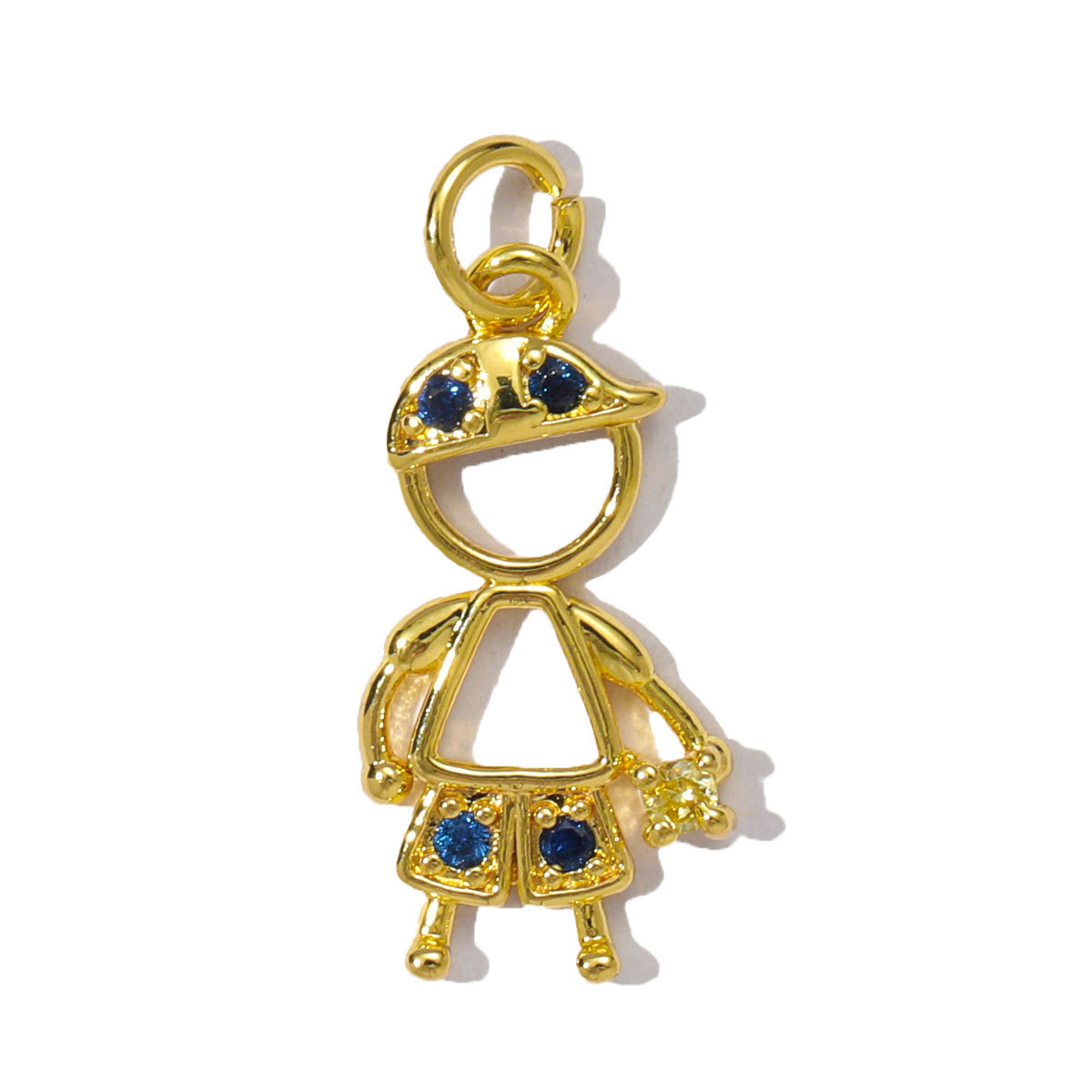 6pcs/pack Copper Cubic Zircon Little Boy Girl Astronaut Necklace Pendant Football Baseball Diy Charms Dog Elephant Jewelry Wholesale