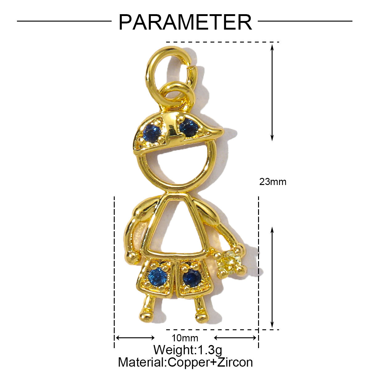 6pcs/pack Copper Cubic Zircon Little Boy Girl Astronaut Necklace Pendant Football Baseball Diy Charms Dog Elephant Jewelry Wholesale