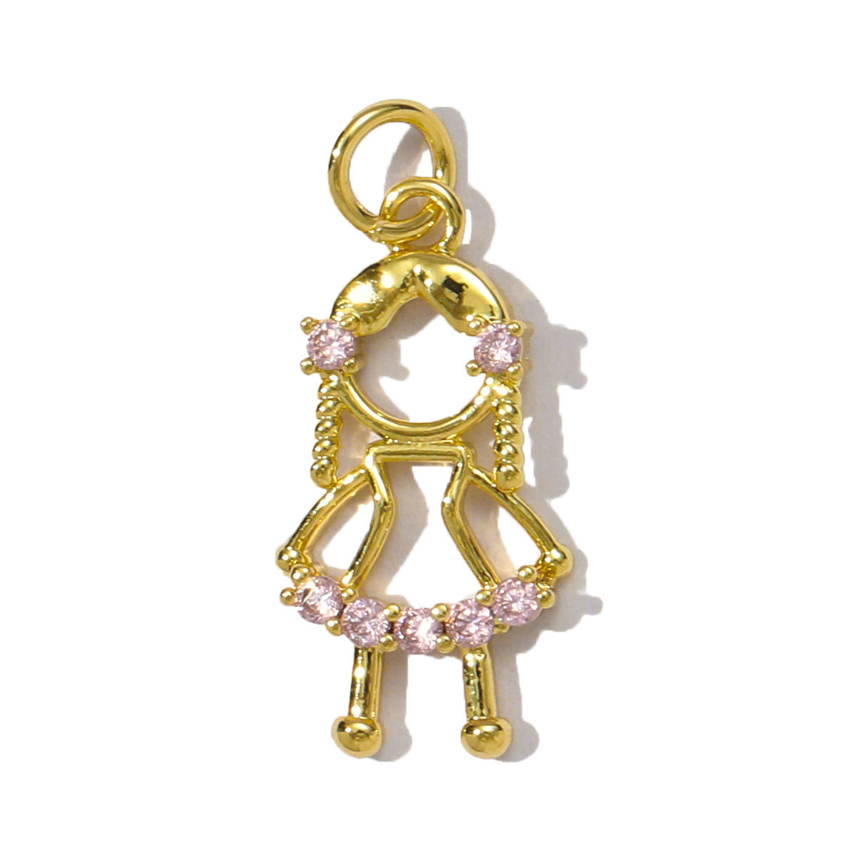 6pcs/pack Copper Cubic Zircon Little Boy Girl Astronaut Necklace Pendant Football Baseball Diy Charms Dog Elephant Jewelry Wholesale