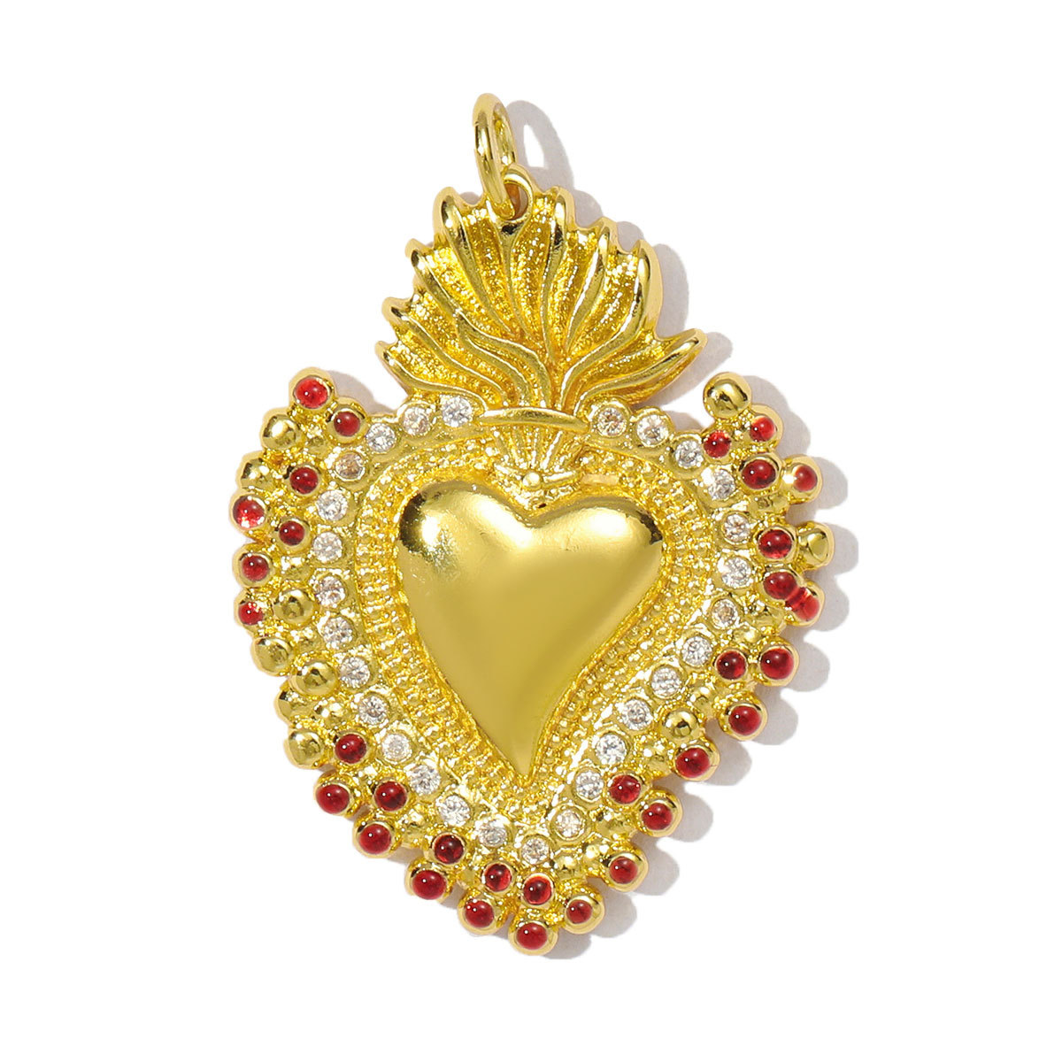6pcs/pack Fashion Copper Cubic Zircon Crown Love Heart Necklace Pendant Rainbow Evil Eye Diy Earrings Charms Sun Jewelry Wholesale