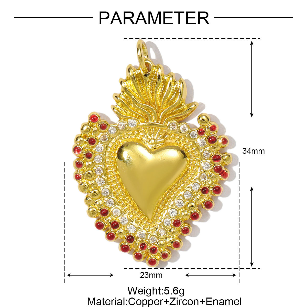 6pcs/pack Fashion Copper Cubic Zircon Crown Love Heart Necklace Pendant Rainbow Evil Eye Diy Earrings Charms Sun Jewelry Wholesale