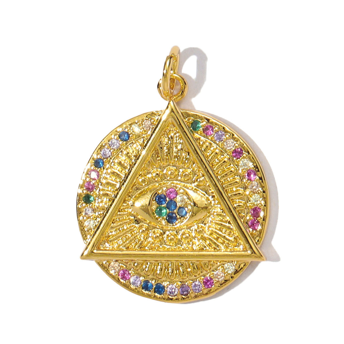 6pcs/pack Fashion Copper Cubic Zircon Crown Love Heart Necklace Pendant Rainbow Evil Eye Diy Earrings Charms Sun Jewelry Wholesale