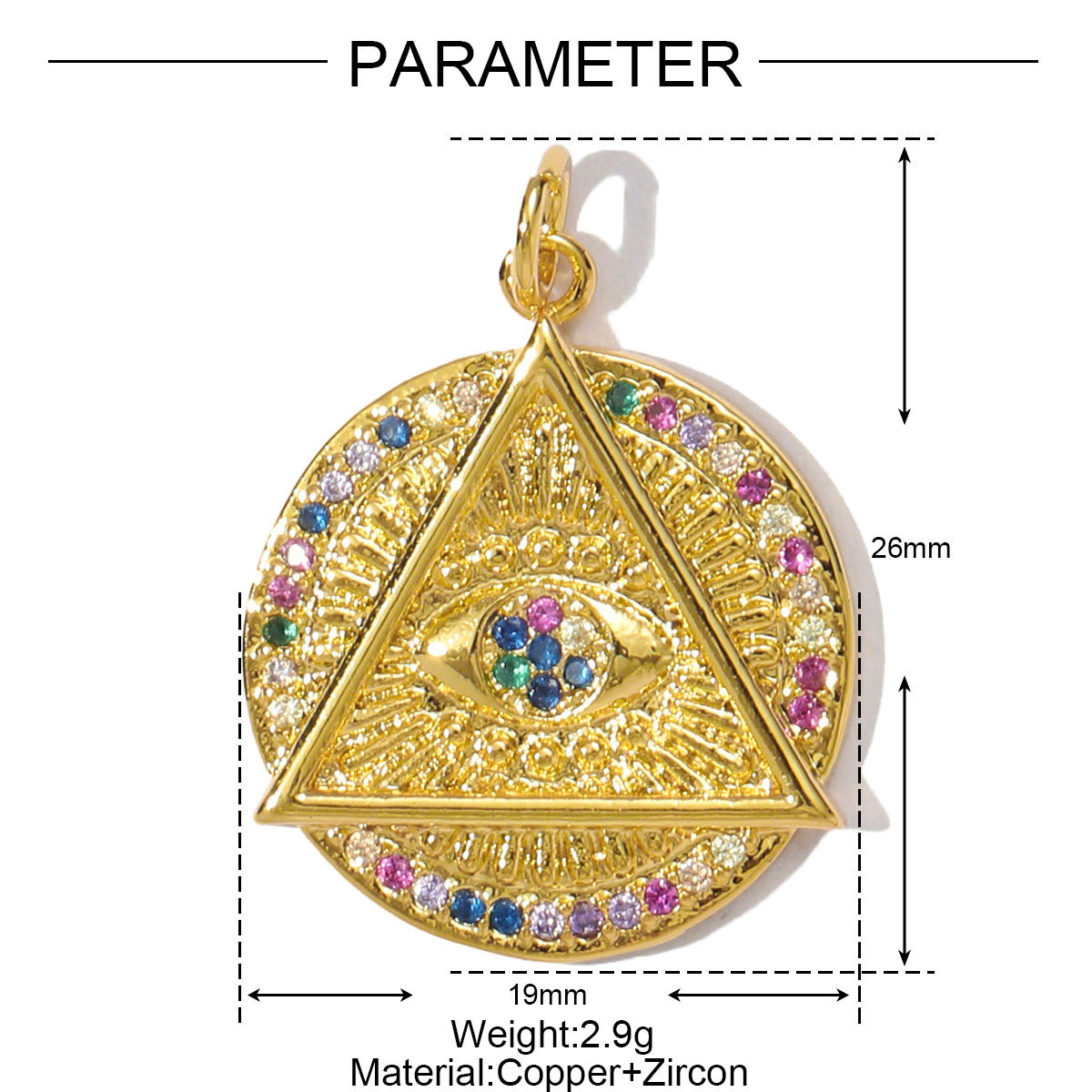 6pcs/pack Fashion Copper Cubic Zircon Crown Love Heart Necklace Pendant Rainbow Evil Eye Diy Earrings Charms Sun Jewelry Wholesale