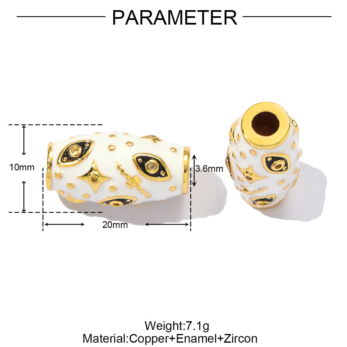 6pcs/pack Wholesale Copper Cubic Zircon Evil Eye Oval Tube Spacer Beads Enamel Planet Star DIY Charms Women Bracelet Jewelry