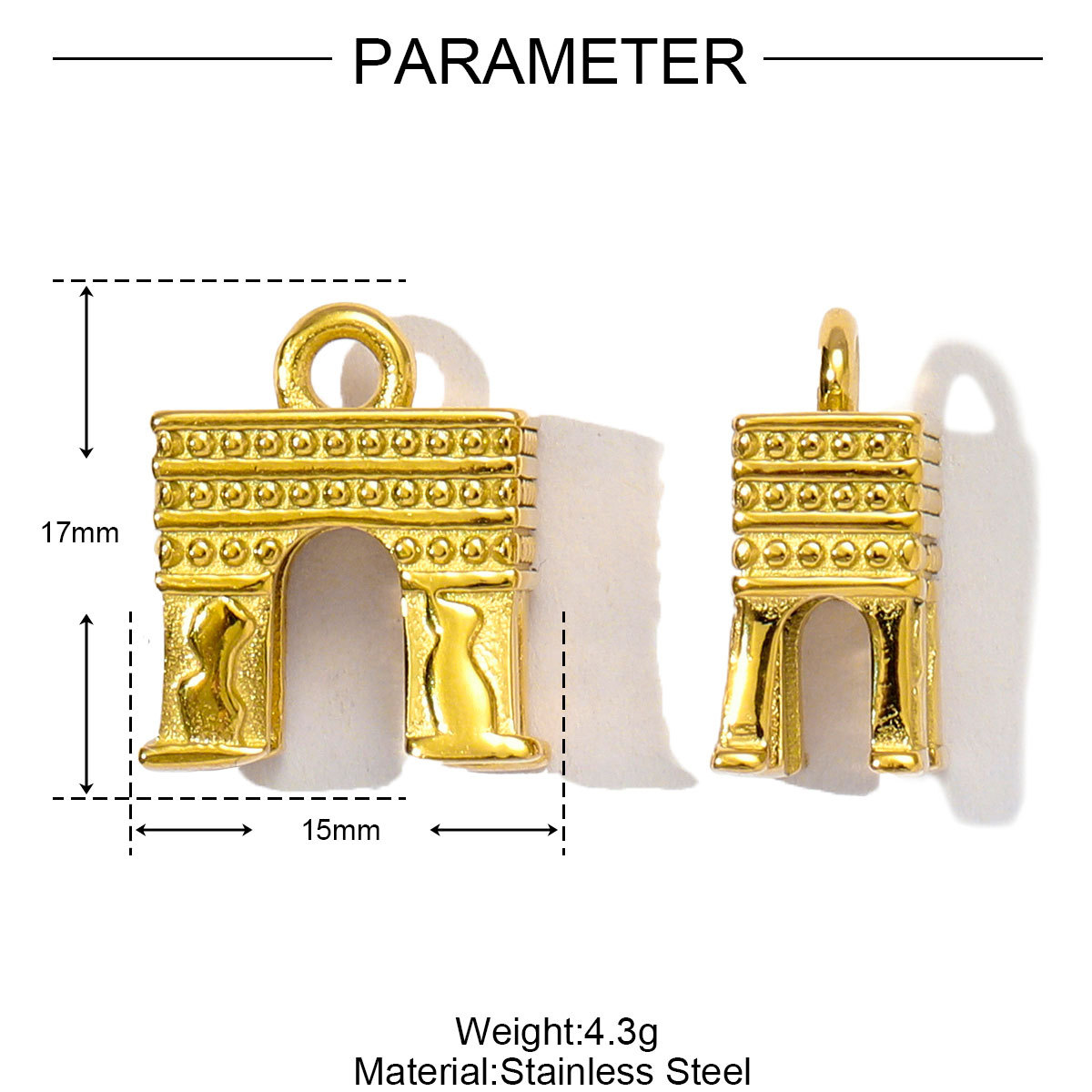 6pcs/pack Wholesale Stainless Steel Arc de Triomphe Rainbow Necklace Pendants Heart Flower DIY Charms Women Wing Rule Jewelry