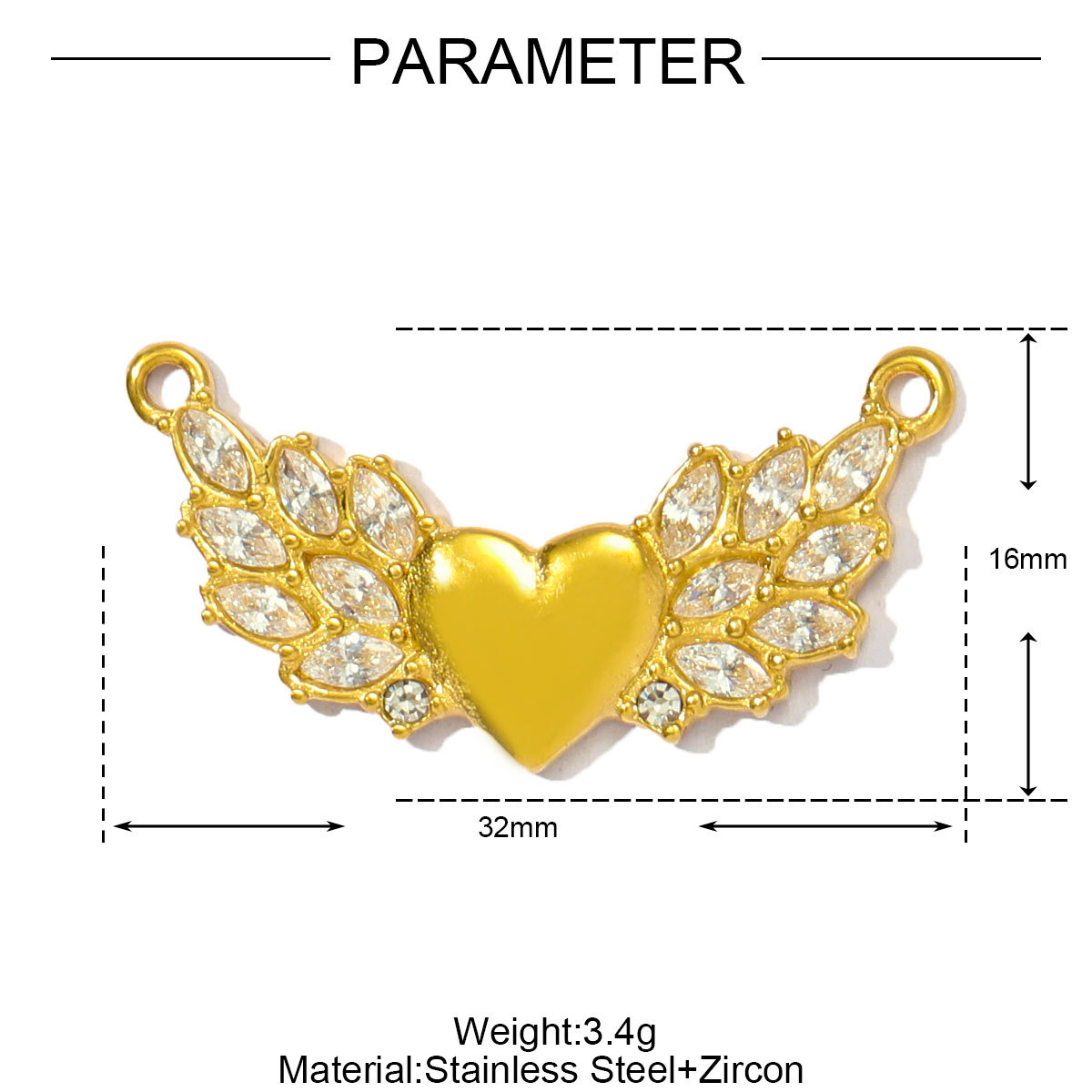 6pcs/pack Wholesale Stainless Steel Arc de Triomphe Rainbow Necklace Pendants Heart Flower DIY Charms Women Wing Rule Jewelry