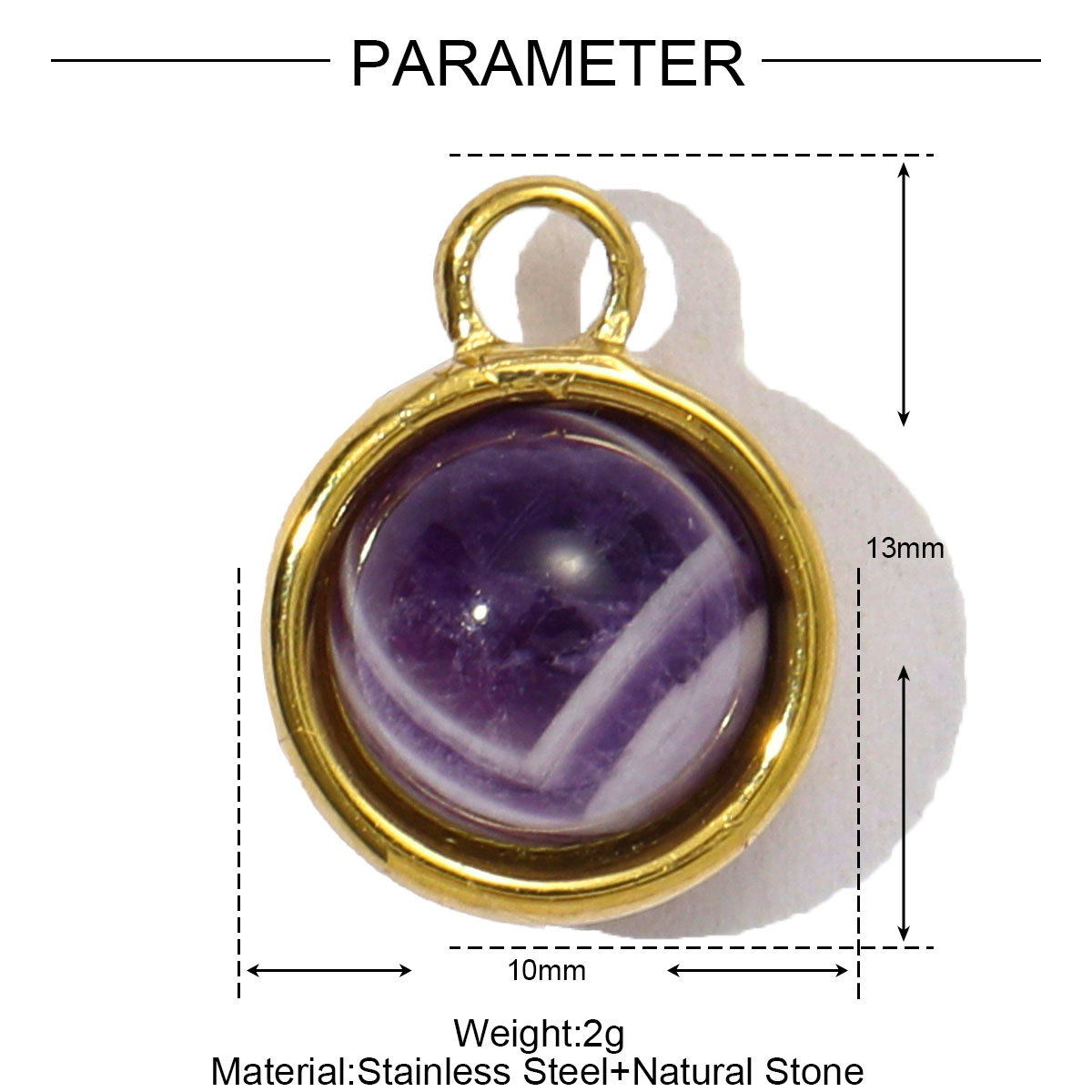 6pcs/pack Wholesale Stainless Steel Round Birthstone DIY Charms Women Natural Stone Powder Crystal Necklace Pendants Earrings Jewelry