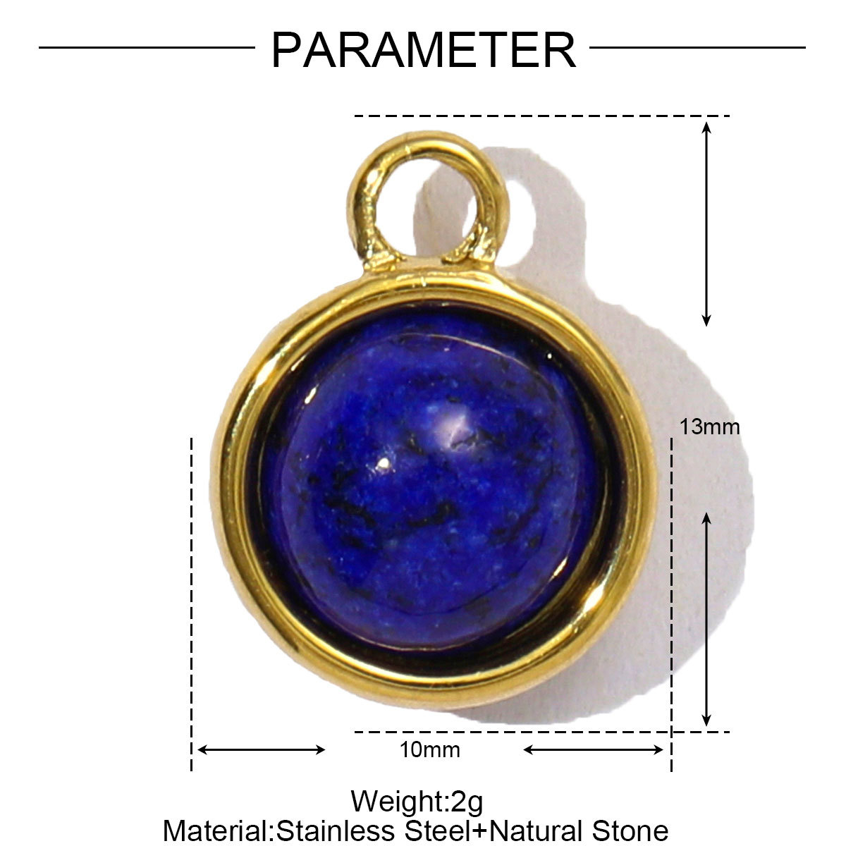6pcs/pack Wholesale Stainless Steel Round Birthstone DIY Charms Women Natural Stone Powder Crystal Necklace Pendants Earrings Jewelry