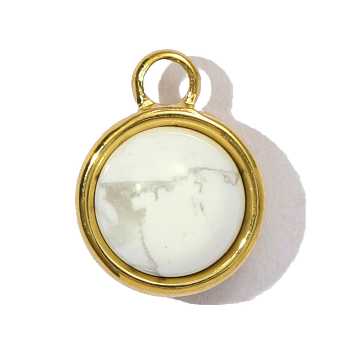 6pcs/pack Wholesale Stainless Steel Round Birthstone DIY Charms Women Natural Stone Powder Crystal Necklace Pendants Earrings Jewelry