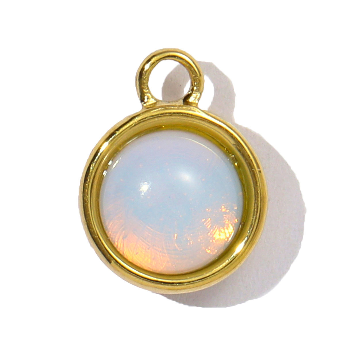 6pcs/pack Wholesale Stainless Steel Round Birthstone DIY Charms Women Natural Stone Powder Crystal Necklace Pendants Earrings Jewelry