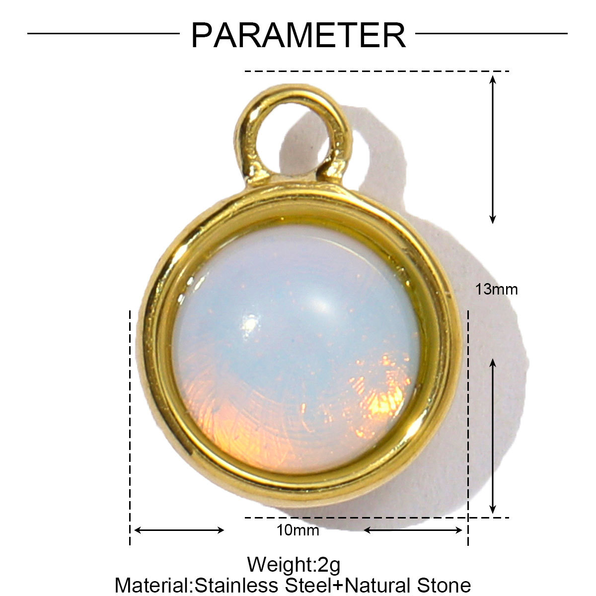6pcs/pack Wholesale Stainless Steel Round Birthstone DIY Charms Women Natural Stone Powder Crystal Necklace Pendants Earrings Jewelry