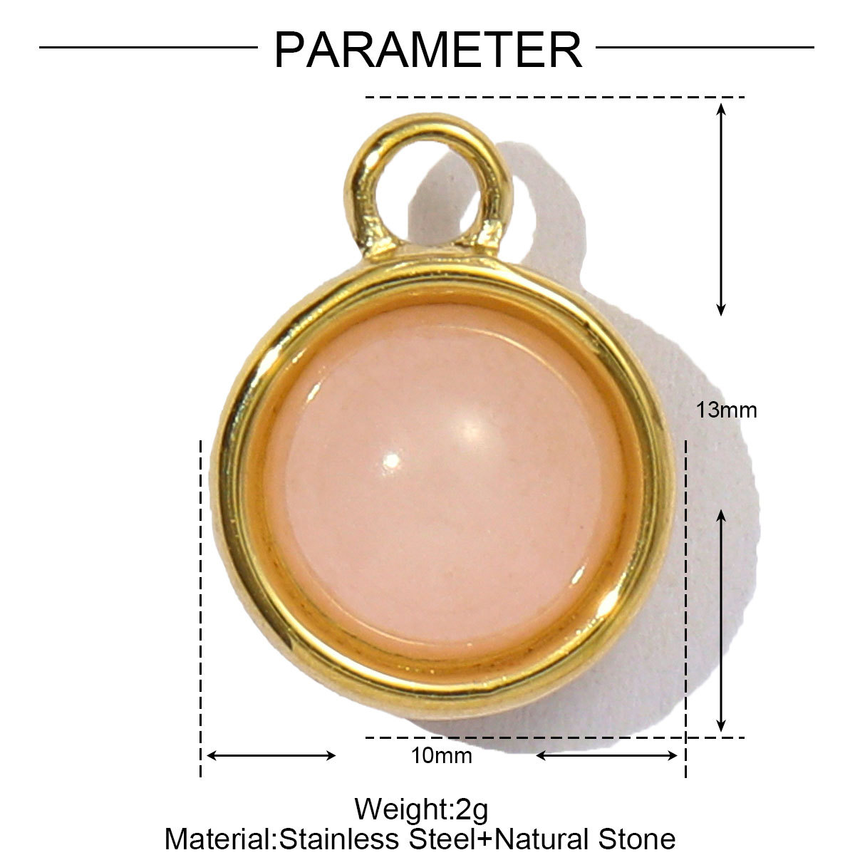 6pcs/pack Wholesale Stainless Steel Round Birthstone DIY Charms Women Natural Stone Powder Crystal Necklace Pendants Earrings Jewelry