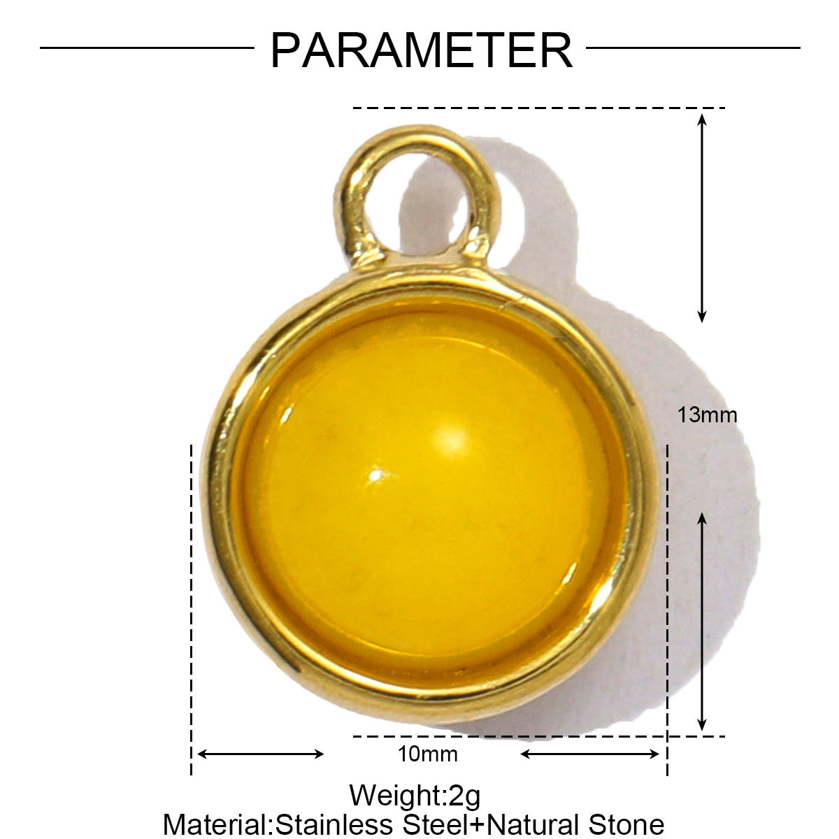 6pcs/pack Wholesale Stainless Steel Round Birthstone DIY Charms Women Natural Stone Powder Crystal Necklace Pendants Earrings Jewelry