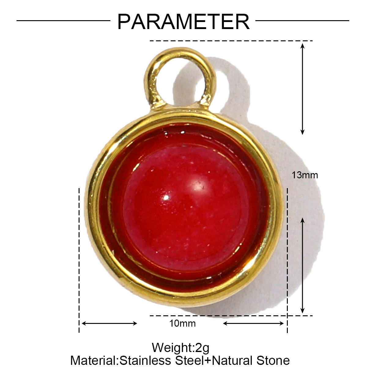 6pcs/pack Wholesale Stainless Steel Round Birthstone DIY Charms Women Natural Stone Powder Crystal Necklace Pendants Earrings Jewelry