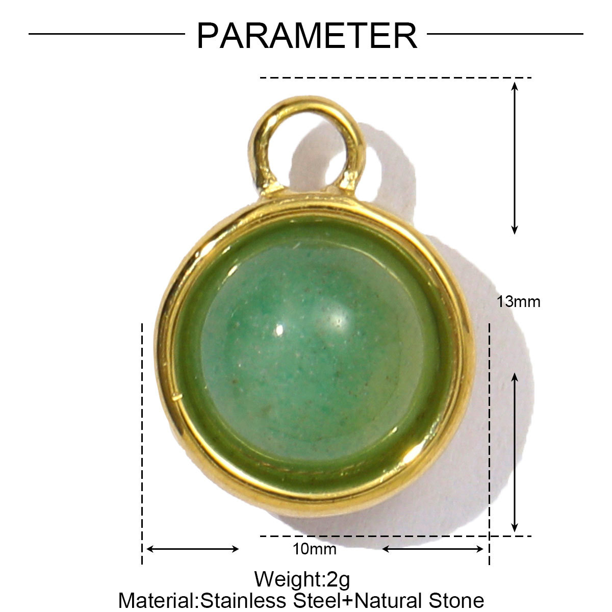 6pcs/pack Wholesale Stainless Steel Round Birthstone DIY Charms Women Natural Stone Powder Crystal Necklace Pendants Earrings Jewelry