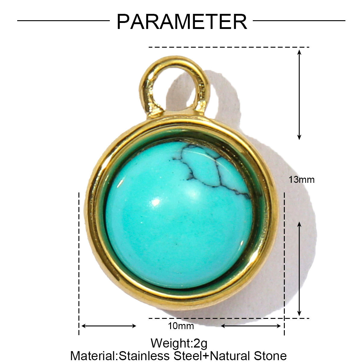6pcs/pack Wholesale Stainless Steel Round Birthstone DIY Charms Women Natural Stone Powder Crystal Necklace Pendants Earrings Jewelry