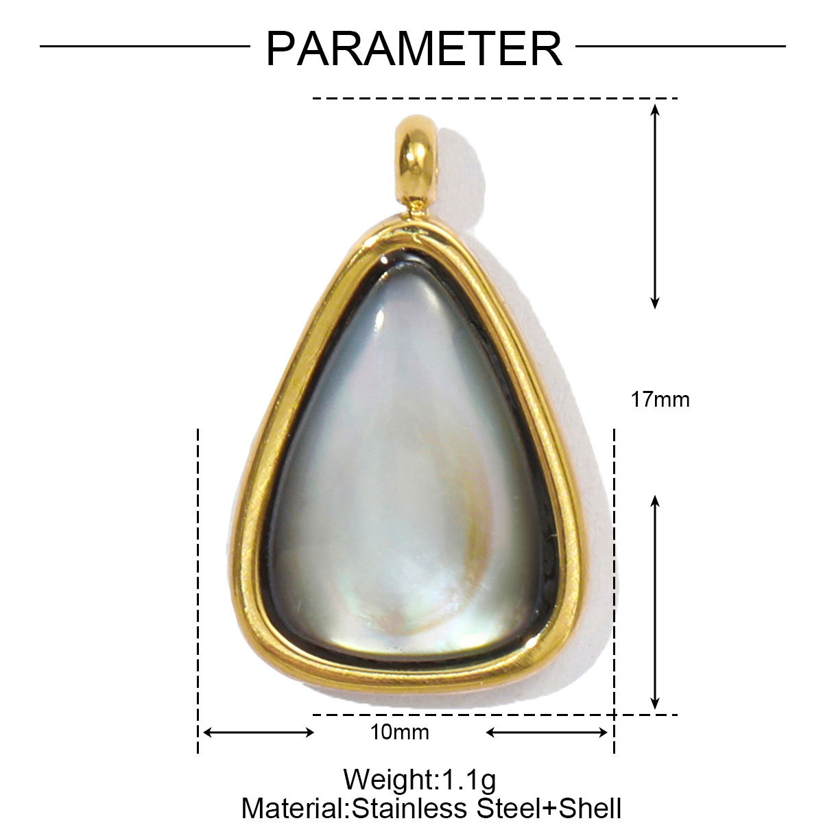 6pcs/pack French Stainless Steel Natural Stone Waterdrop DIY Charms Women African Jade Bean Necklace Pendants Love Heart Jewelry