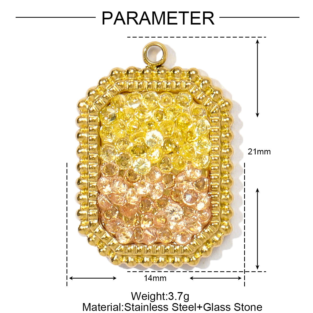 6pcs/pack French Retro Stainless Steel Rainbow Crystal DIY Charms Women Ceometric Round Star Necklace Pendants Jewelry Wholesale