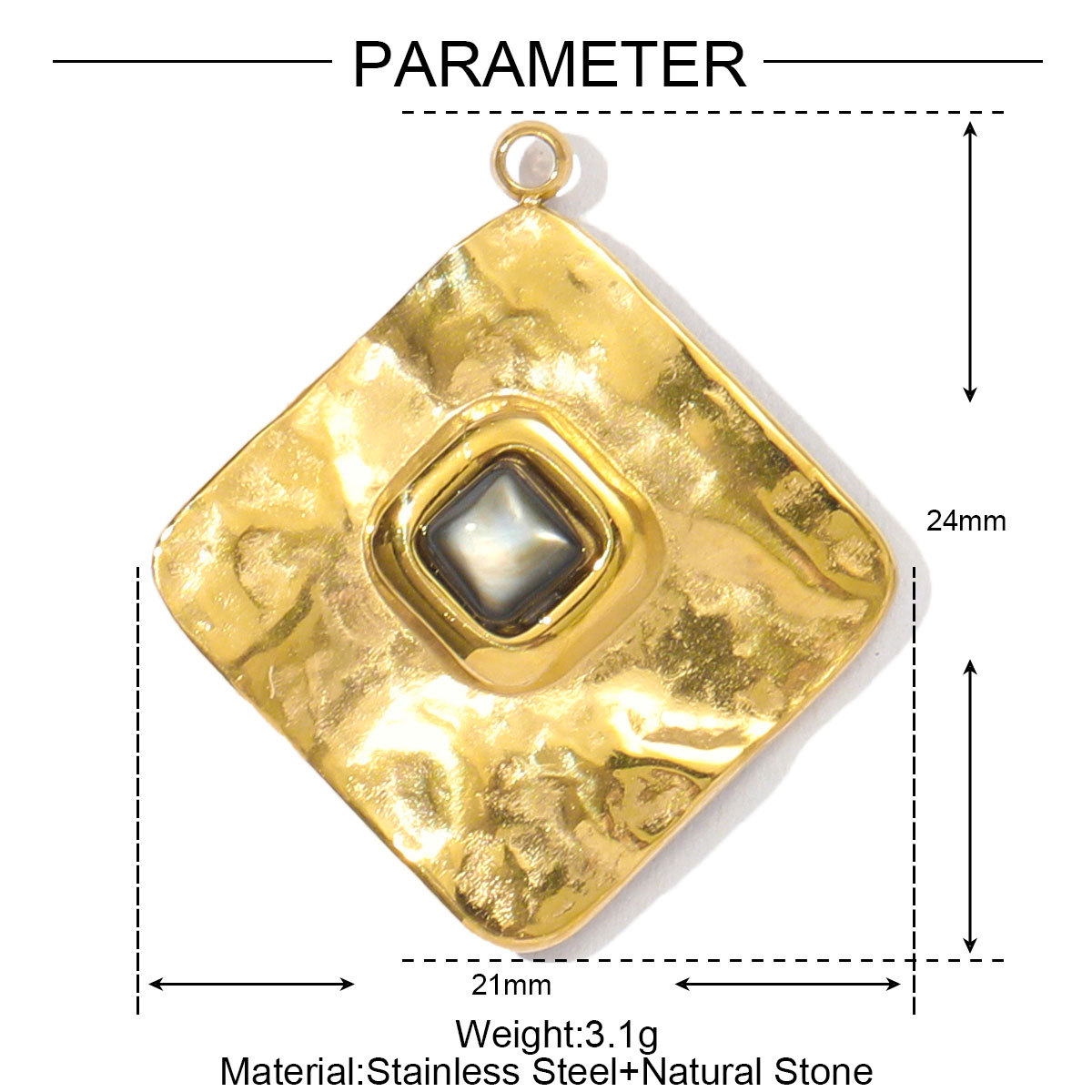 6pcs/pack French Stainless Steel Natural Stone Shell Clover DIY Charms Women Virgin Mary Beaded Necklace Pendants Jewelry Wholesale