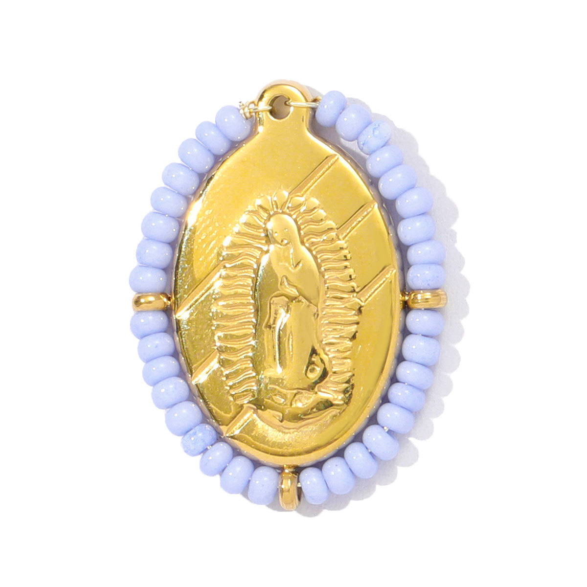 6pcs/pack French Stainless Steel Natural Stone Shell Clover DIY Charms Women Virgin Mary Beaded Necklace Pendants Jewelry Wholesale