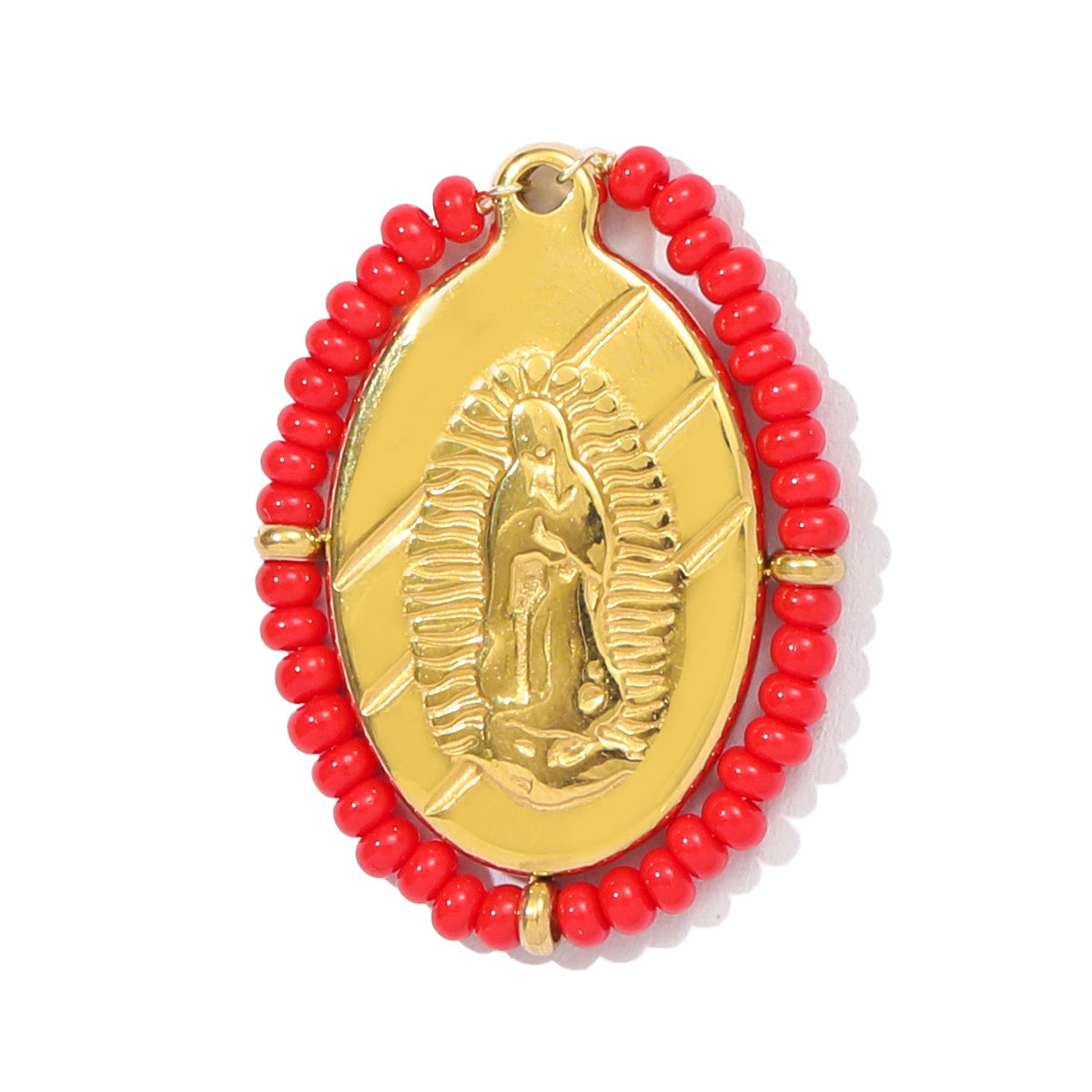 6pcs/pack French Stainless Steel Natural Stone Shell Clover DIY Charms Women Virgin Mary Beaded Necklace Pendants Jewelry Wholesale