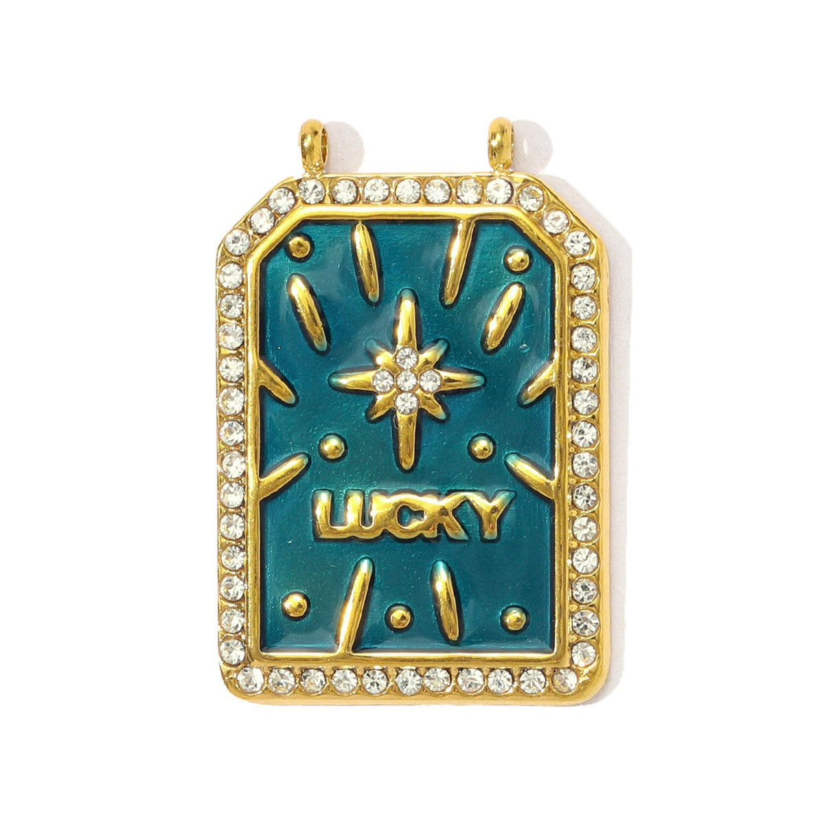 6pcs/pack Wholesale Stainless Steel Enamel Tarot Card Necklace Pendants Star Crescent Moon DIY Charms Women Hand Eye Jewelry