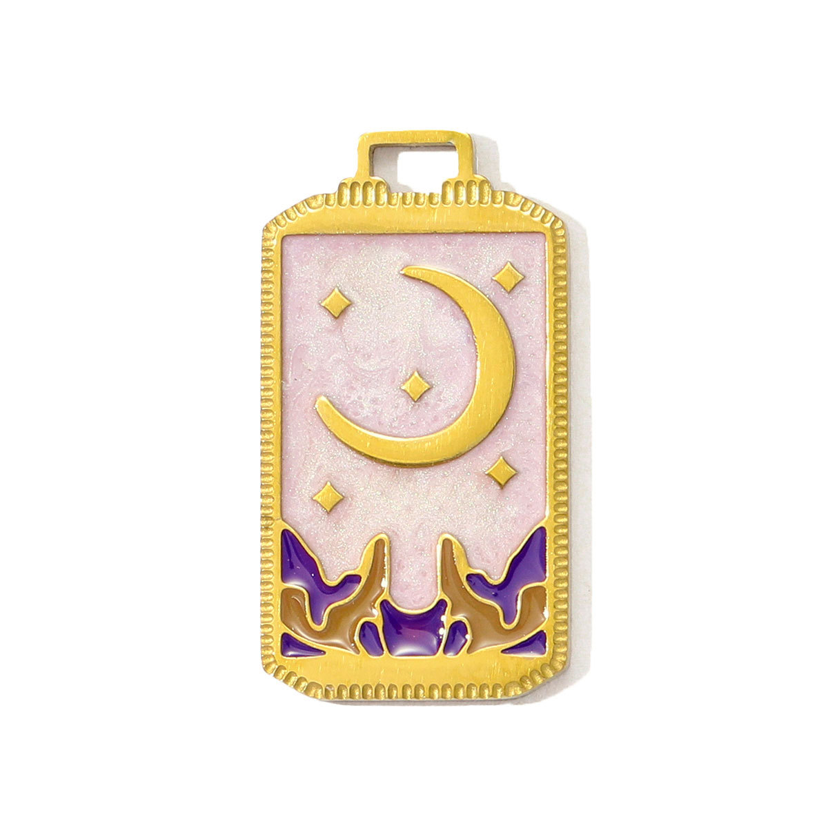6pcs/pack Wholesale Stainless Steel Enamel Tarot Card Necklace Pendants Star Crescent Moon DIY Charms Women Hand Eye Jewelry