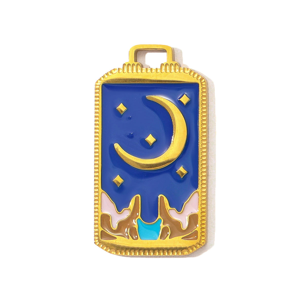 6pcs/pack Wholesale Stainless Steel Enamel Tarot Card Necklace Pendants Star Crescent Moon DIY Charms Women Hand Eye Jewelry