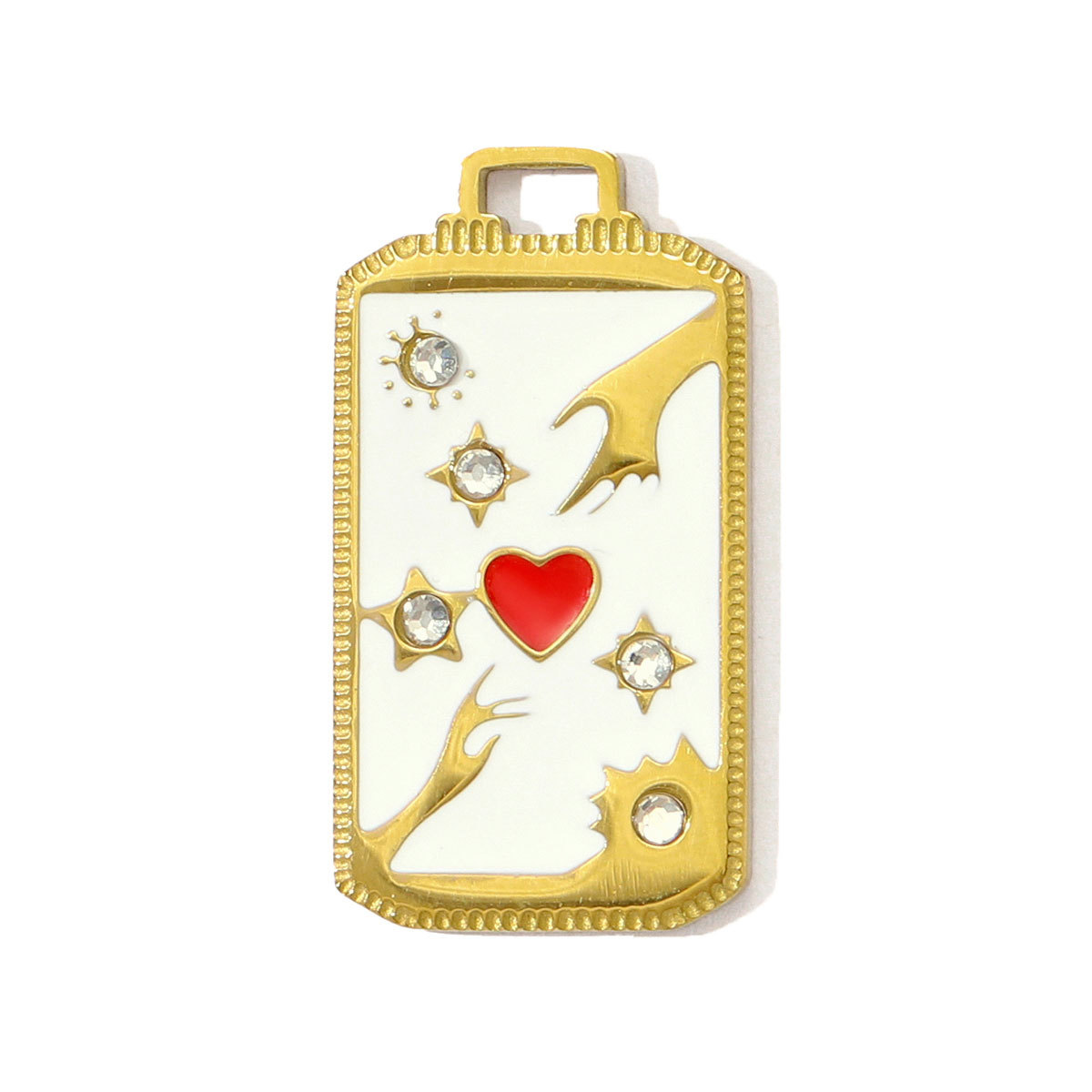 6pcs/pack Wholesale Stainless Steel Enamel Tarot Card Necklace Pendants Star Crescent Moon DIY Charms Women Hand Eye Jewelry