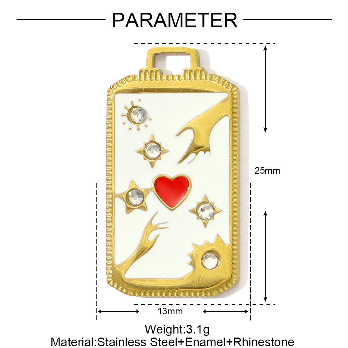 6pcs/pack Wholesale Stainless Steel Enamel Tarot Card Necklace Pendants Star Crescent Moon DIY Charms Women Hand Eye Jewelry