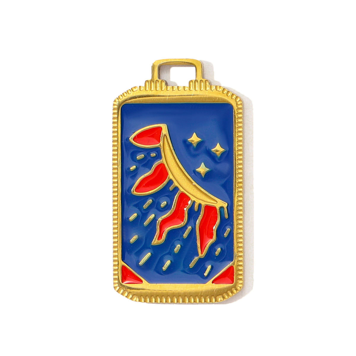6pcs/pack Wholesale Stainless Steel Enamel Tarot Card Necklace Pendants Star Crescent Moon DIY Charms Women Hand Eye Jewelry