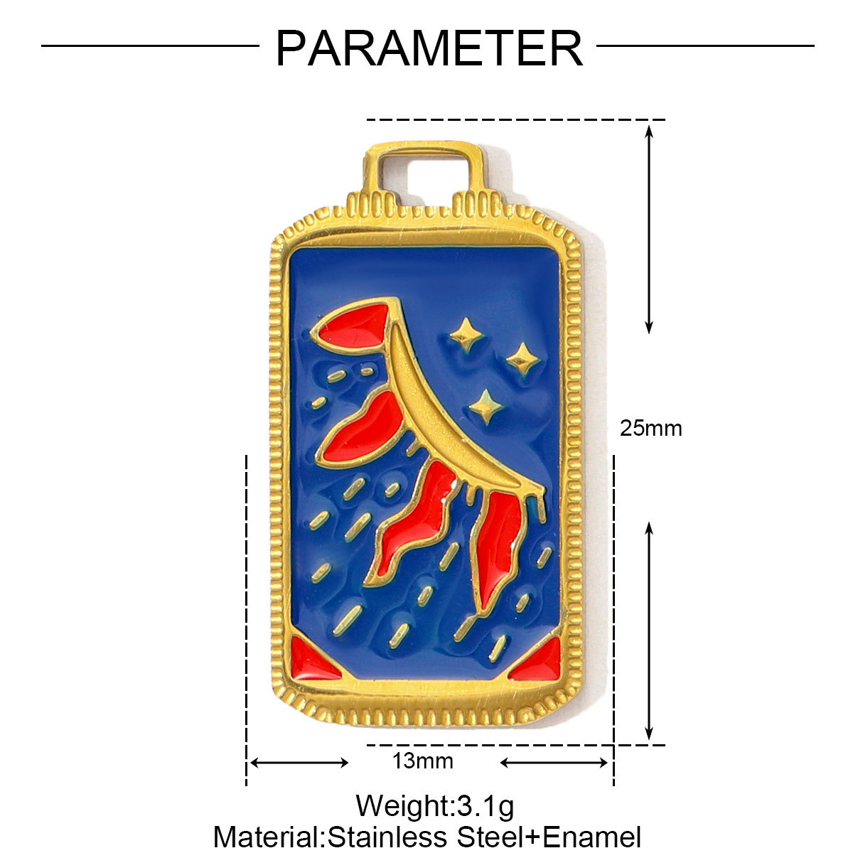 6pcs/pack Wholesale Stainless Steel Enamel Tarot Card Necklace Pendants Star Crescent Moon DIY Charms Women Hand Eye Jewelry