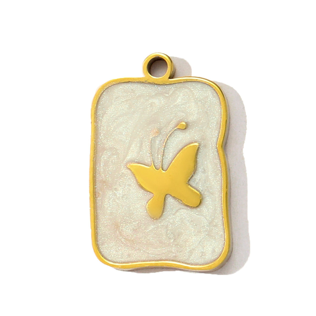 6pcs/pack Wholesale Stainless Steel Enamel Butterfly Flower DIY Charms Love Heart Star Necklace Pendants Women Evil Eye Jewelry