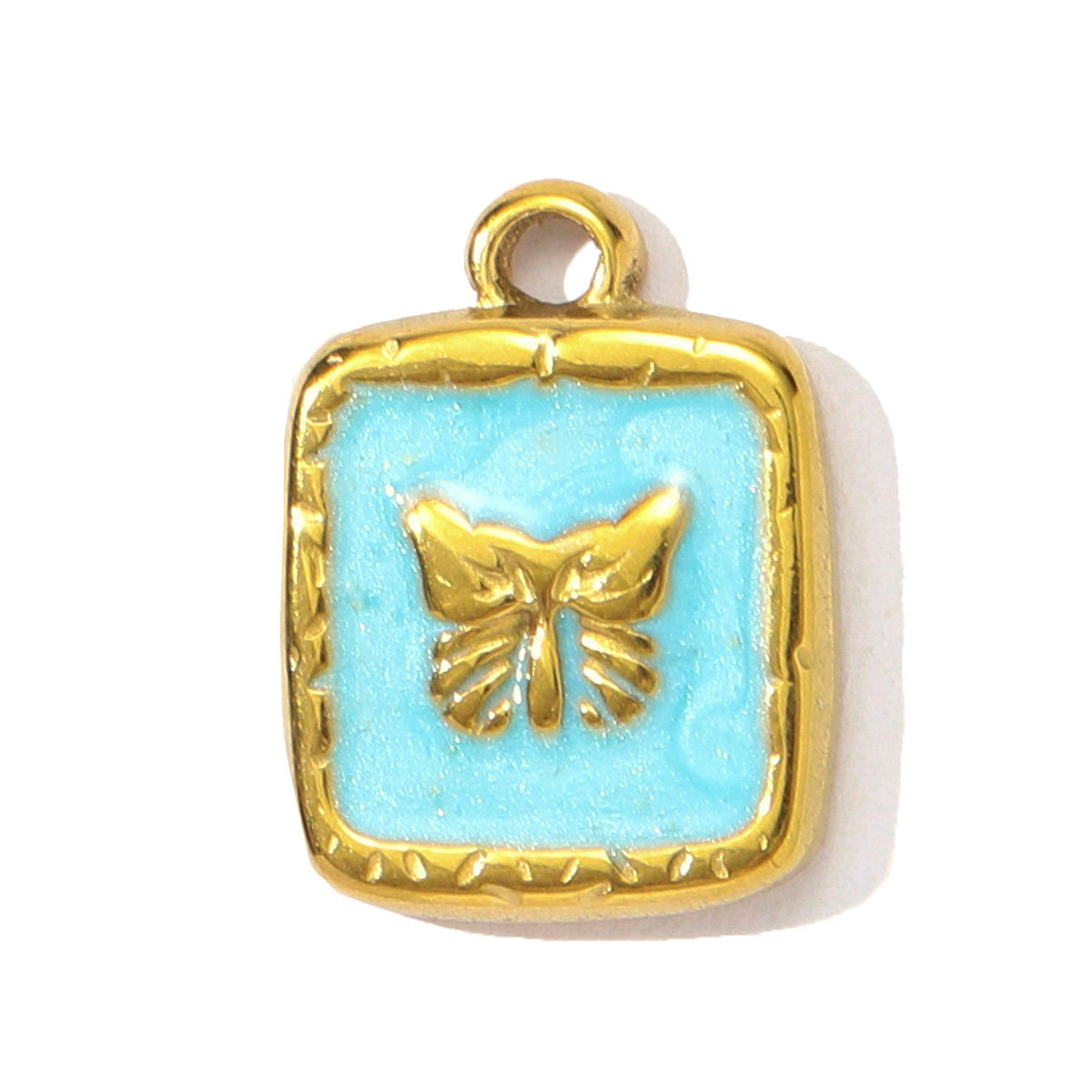 6pcs/pack Wholesale Stainless Steel Enamel Butterfly Flower DIY Charms Love Heart Star Necklace Pendants Women Evil Eye Jewelry