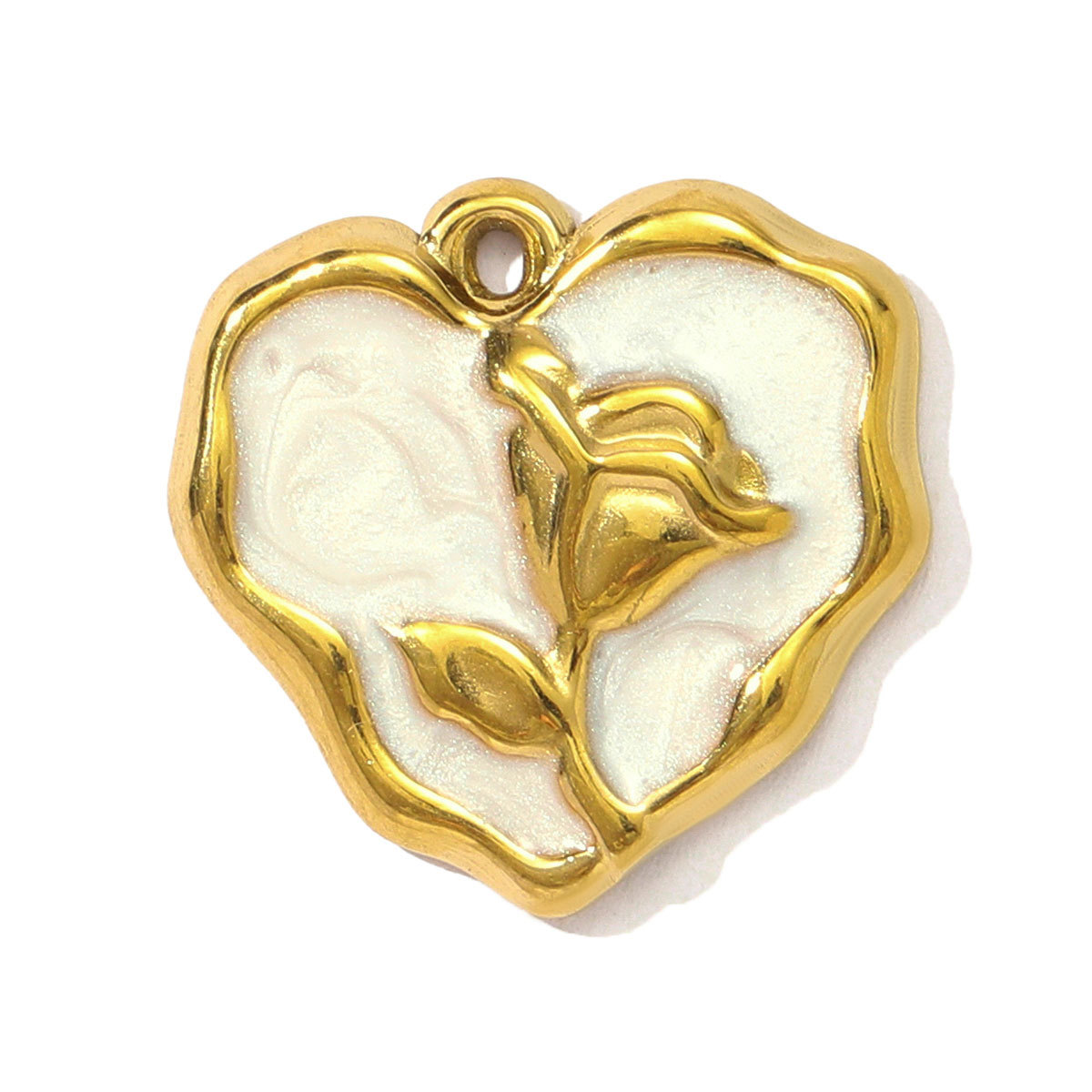 6pcs/pack Stainless Steel Love Rose Heart DIY Charms Enamel Evil Eye Moon Necklace Pendants Women Leaf Cross Jewelry Wholesale