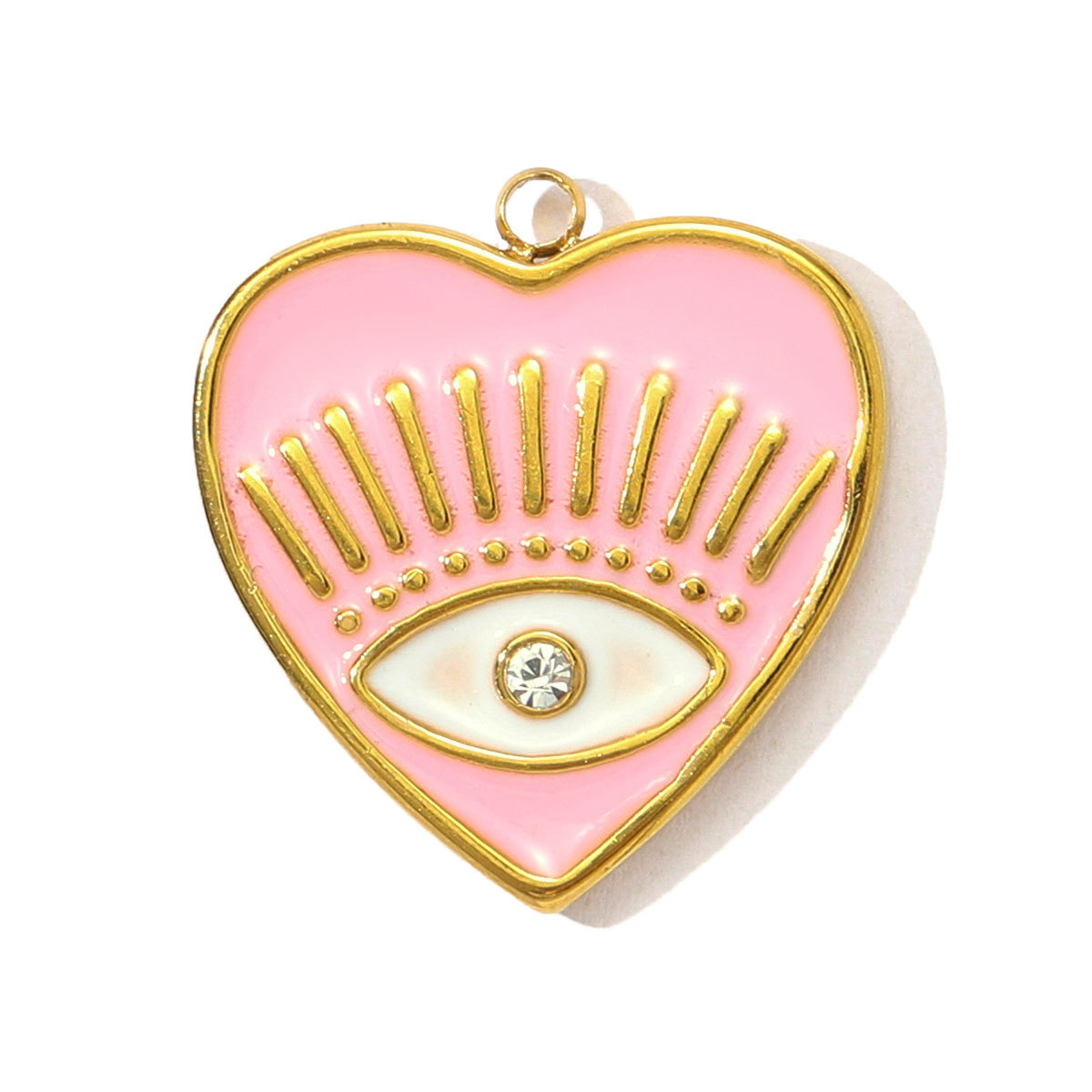 6pcs/pack Stainless Steel Love Rose Heart DIY Charms Enamel Evil Eye Moon Necklace Pendants Women Leaf Cross Jewelry Wholesale