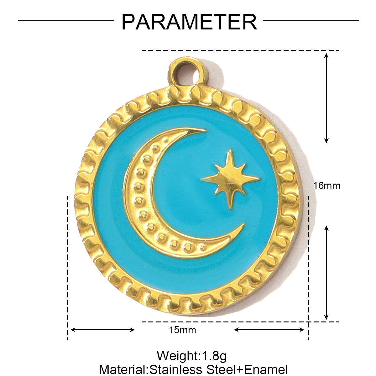 6pcs/pack Stainless Steel Love Rose Heart DIY Charms Enamel Evil Eye Moon Necklace Pendants Women Leaf Cross Jewelry Wholesale