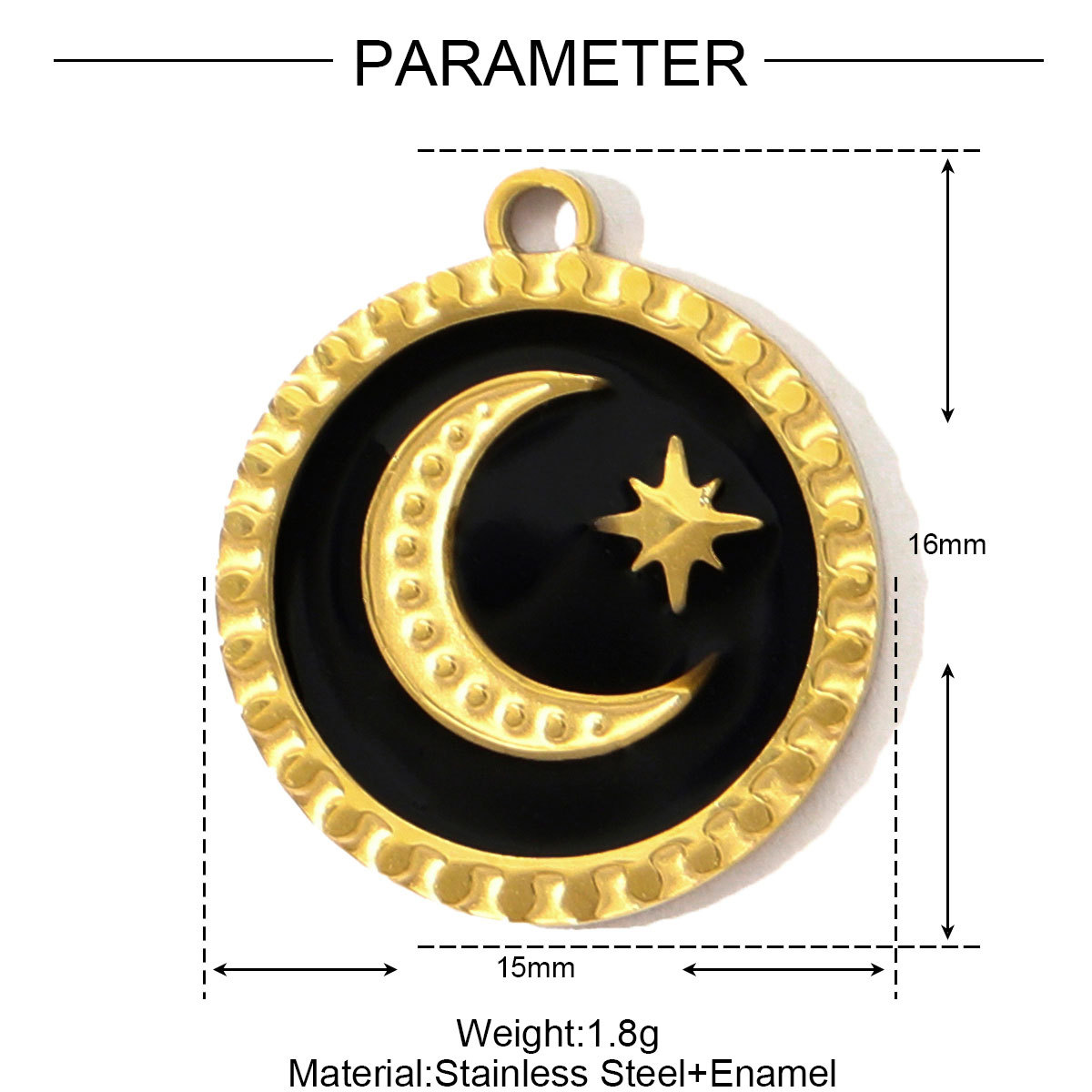 6pcs/pack Stainless Steel Love Rose Heart DIY Charms Enamel Evil Eye Moon Necklace Pendants Women Leaf Cross Jewelry Wholesale