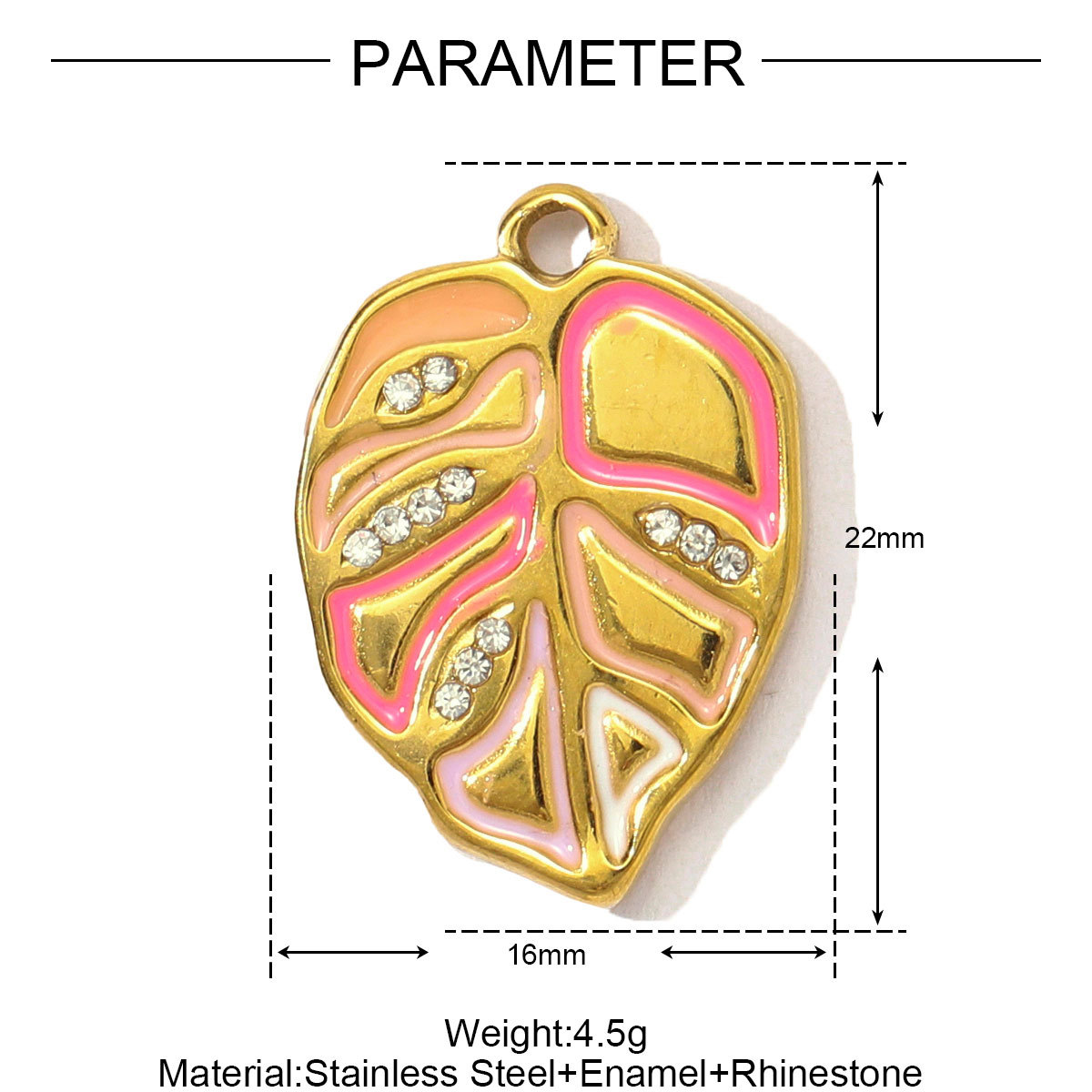 6pcs/pack Stainless Steel Love Rose Heart DIY Charms Enamel Evil Eye Moon Necklace Pendants Women Leaf Cross Jewelry Wholesale