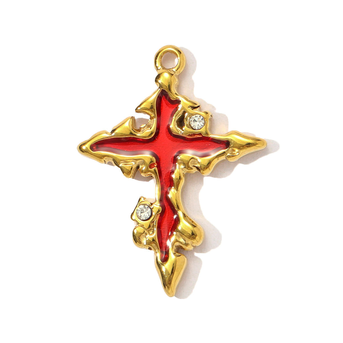6pcs/pack Stainless Steel Love Rose Heart DIY Charms Enamel Evil Eye Moon Necklace Pendants Women Leaf Cross Jewelry Wholesale
