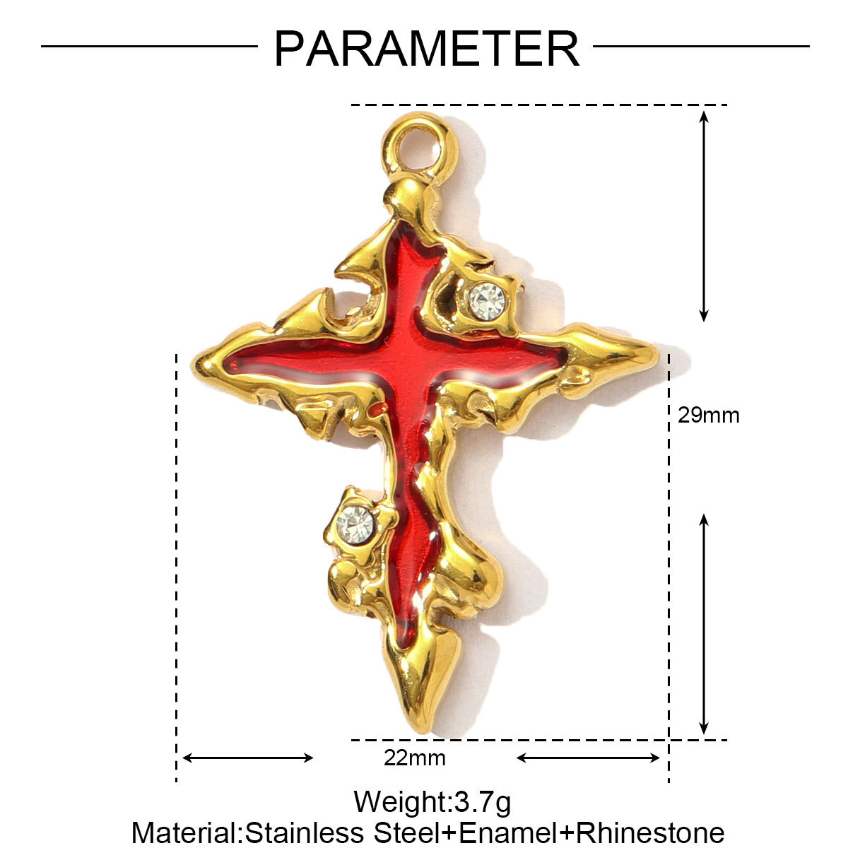 6pcs/pack Stainless Steel Love Rose Heart DIY Charms Enamel Evil Eye Moon Necklace Pendants Women Leaf Cross Jewelry Wholesale