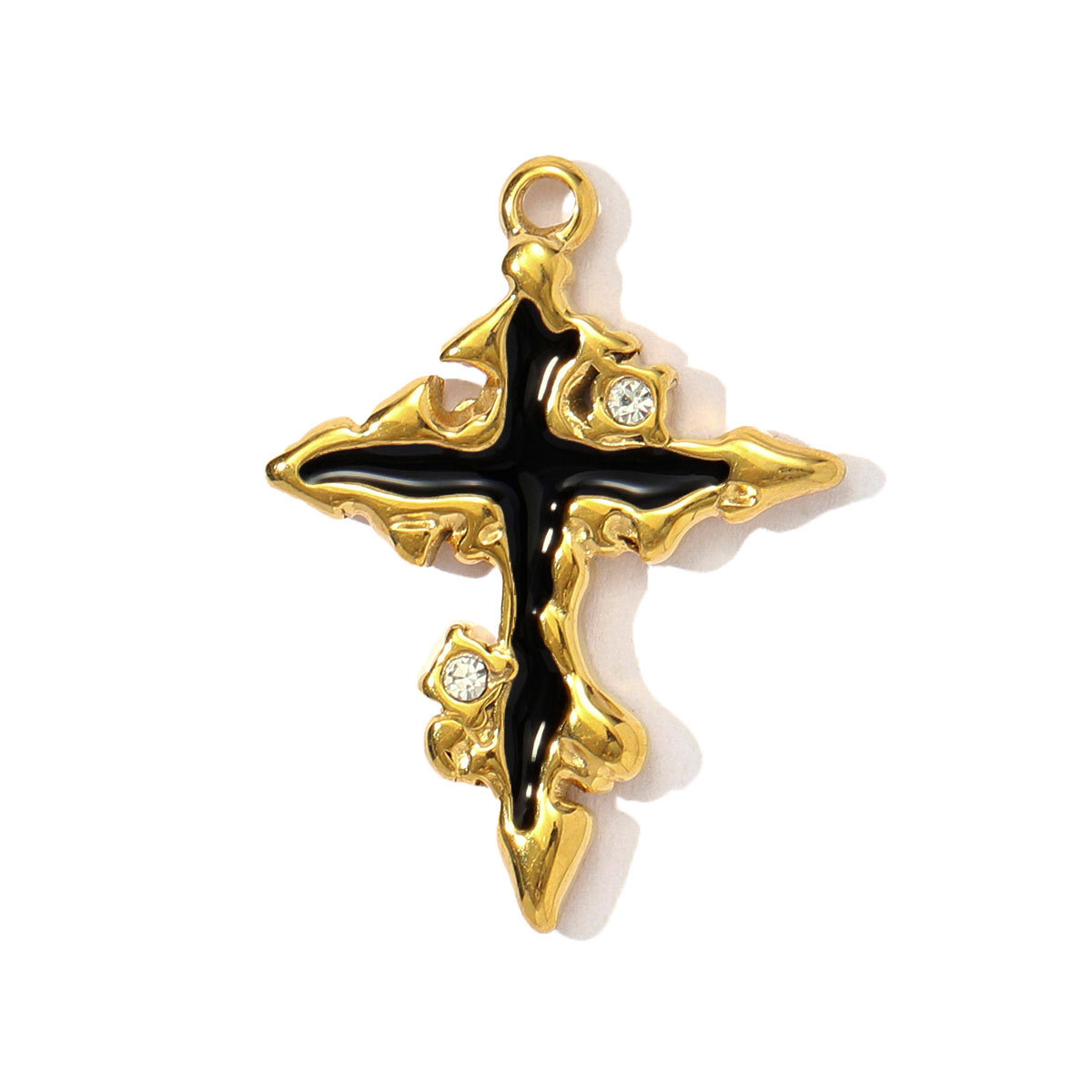 6pcs/pack Stainless Steel Love Rose Heart DIY Charms Enamel Evil Eye Moon Necklace Pendants Women Leaf Cross Jewelry Wholesale
