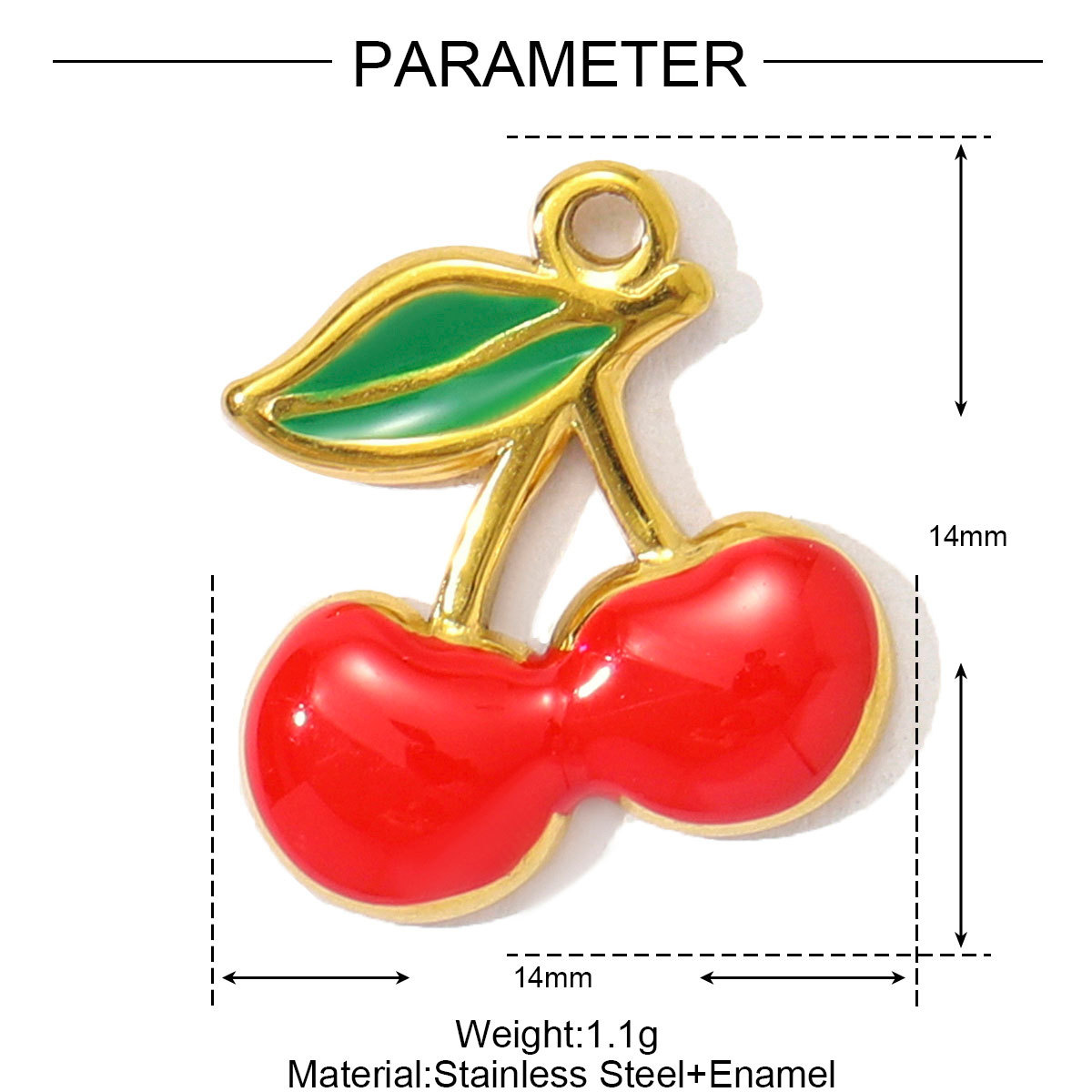 6pcs/pack French Enamel Crescent Cross Stainless Steel DIY Charms Cherry Lip Maple Leaf Necklace Pendants Women Heart Sun Jewelry