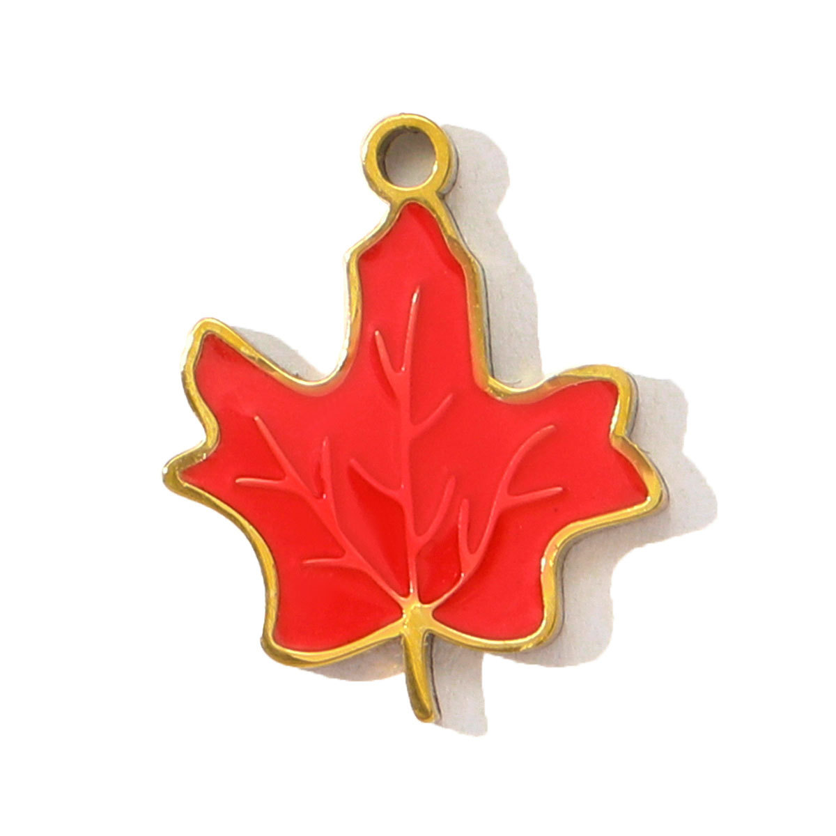 6pcs/pack French Enamel Crescent Cross Stainless Steel DIY Charms Cherry Lip Maple Leaf Necklace Pendants Women Heart Sun Jewelry