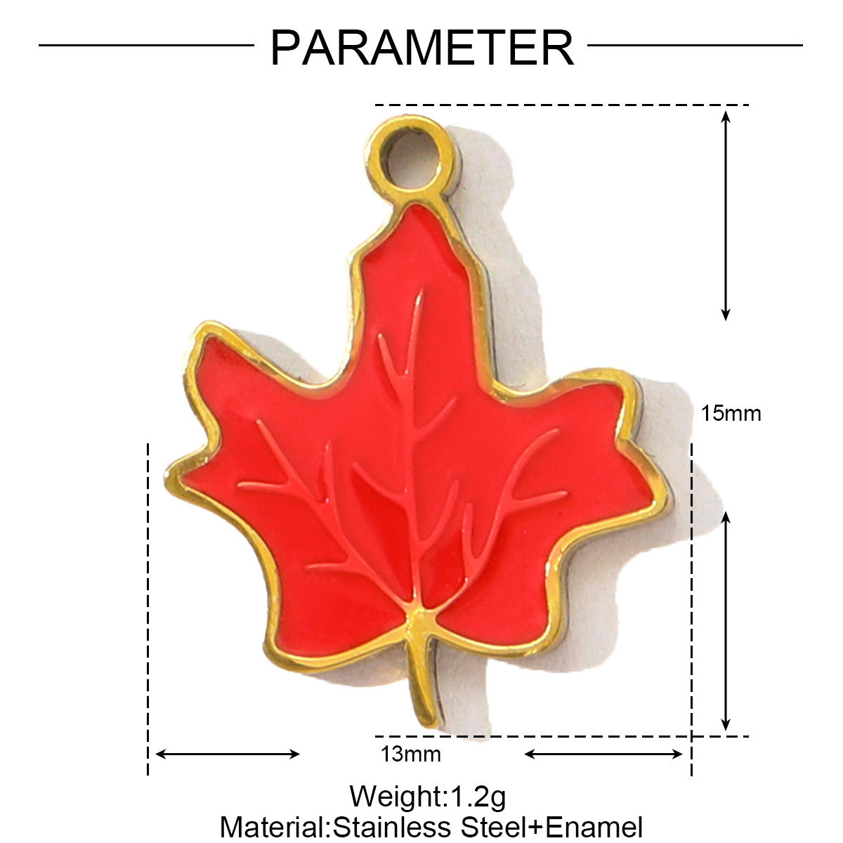 6pcs/pack French Enamel Crescent Cross Stainless Steel DIY Charms Cherry Lip Maple Leaf Necklace Pendants Women Heart Sun Jewelry