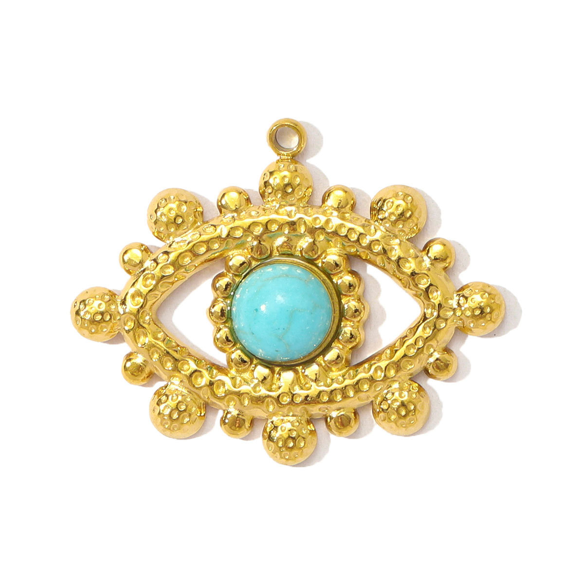 6pcs/pack Wholesale Stainless Steel Natural Stone Hamsa Hand DIY Charms Evil Eye Flower Necklace Pendants Women Star Sun Jewelry