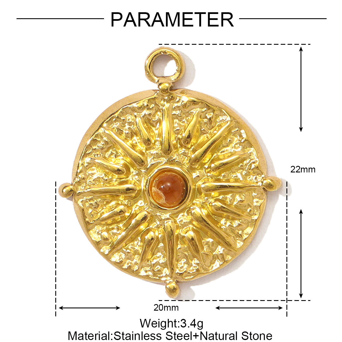 6pcs/pack Wholesale Stainless Steel Natural Stone Hamsa Hand DIY Charms Evil Eye Flower Necklace Pendants Women Star Sun Jewelry