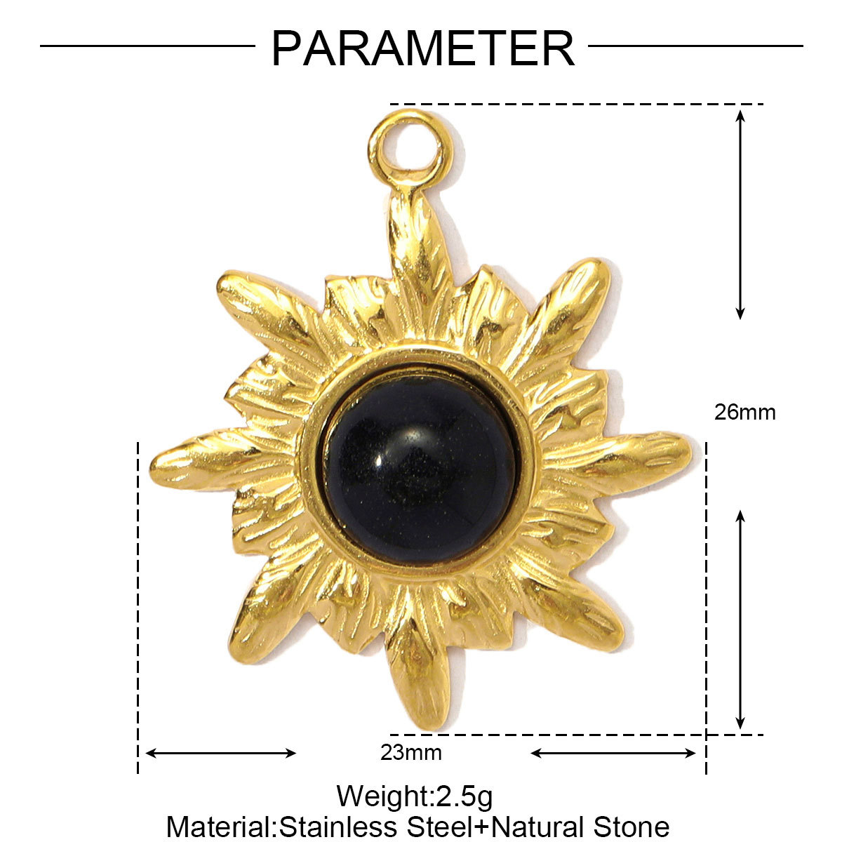 6pcs/pack Wholesale Stainless Steel Natural Stone Hamsa Hand DIY Charms Evil Eye Flower Necklace Pendants Women Star Sun Jewelry